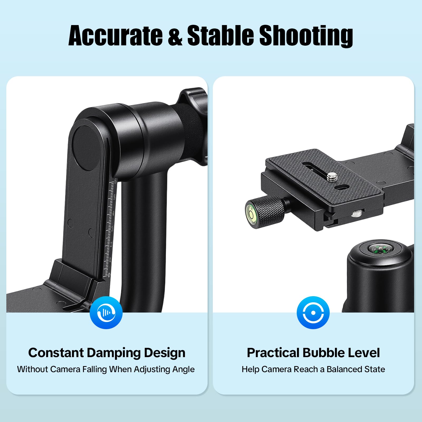 360 gradi Panorama Gimbal Testa Treppiede professionale 1/4" in alluminio e ABS con capacità di carico 20 kg e rotazione a 360°, testa panoramica a 360°, per fotocamere DSLR, sport fotografia di