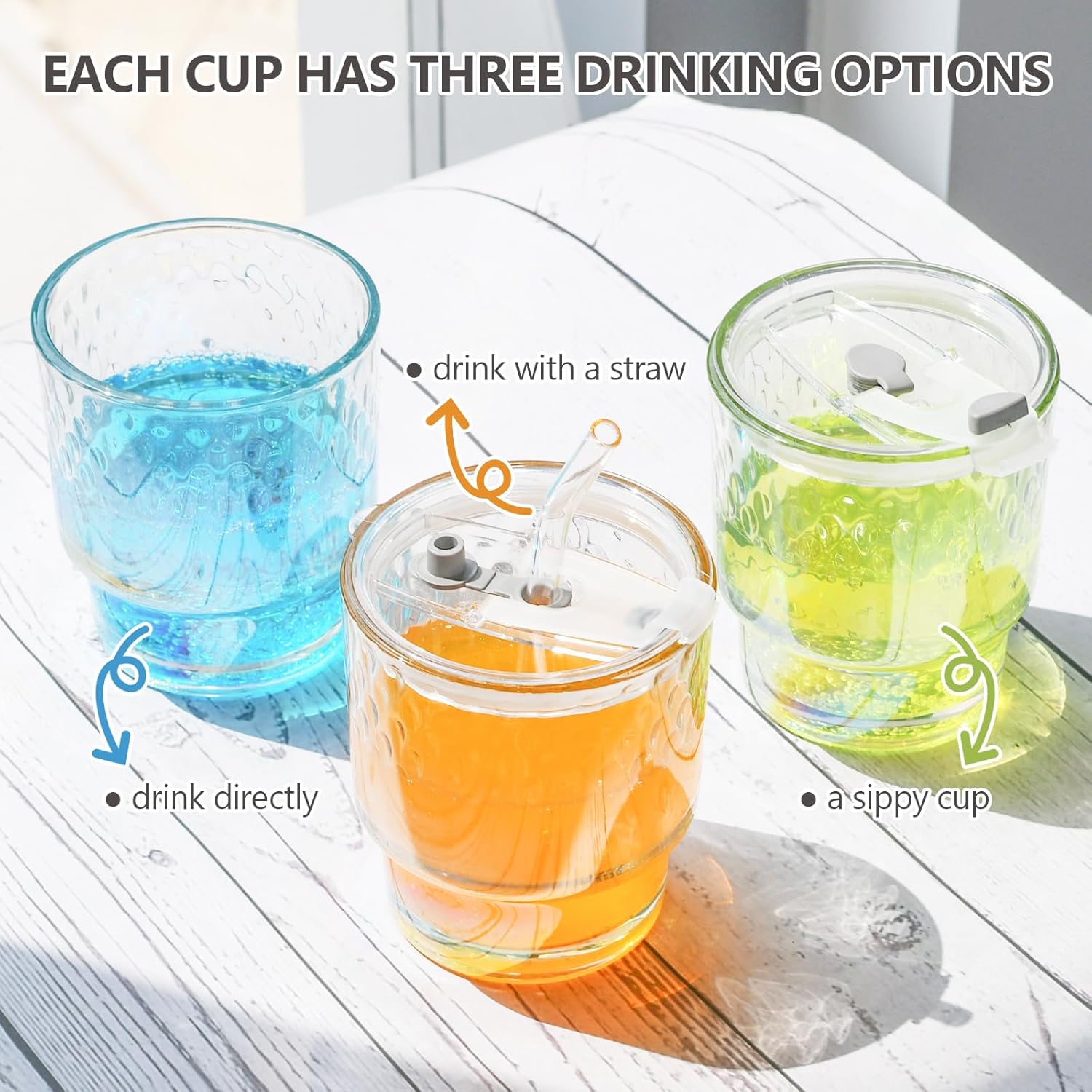 4 Pack Glass Cups with Lids and Straws Clear Iced Coffee Cups Cute Reusable 13oz Thickened Glass Tumbler Cups Travel Mug with Leak-Proof Sippy Lids for Morning Green Juice, Matcha (Dots) - Image 5