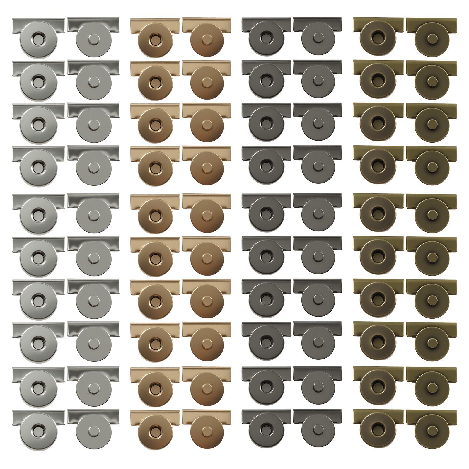 Vvluvva 40 Sets Magnetic Snaps for Purses and Totes, No-Sew Metal Magnetic Button Clasps in 4 Colors, Durable Purse Closure for Bags, Wallets, Clothes, Leather and DIY Craft Projects Accessories