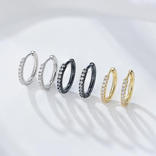 Miniatura 82 de Dainty Sterling Silver Hoop Dangle Earrings for Women, OUXi 18K Gold Plated Huggie Drop Earrings with Cubic Zirconia, Moon Star Small Hoop Earring