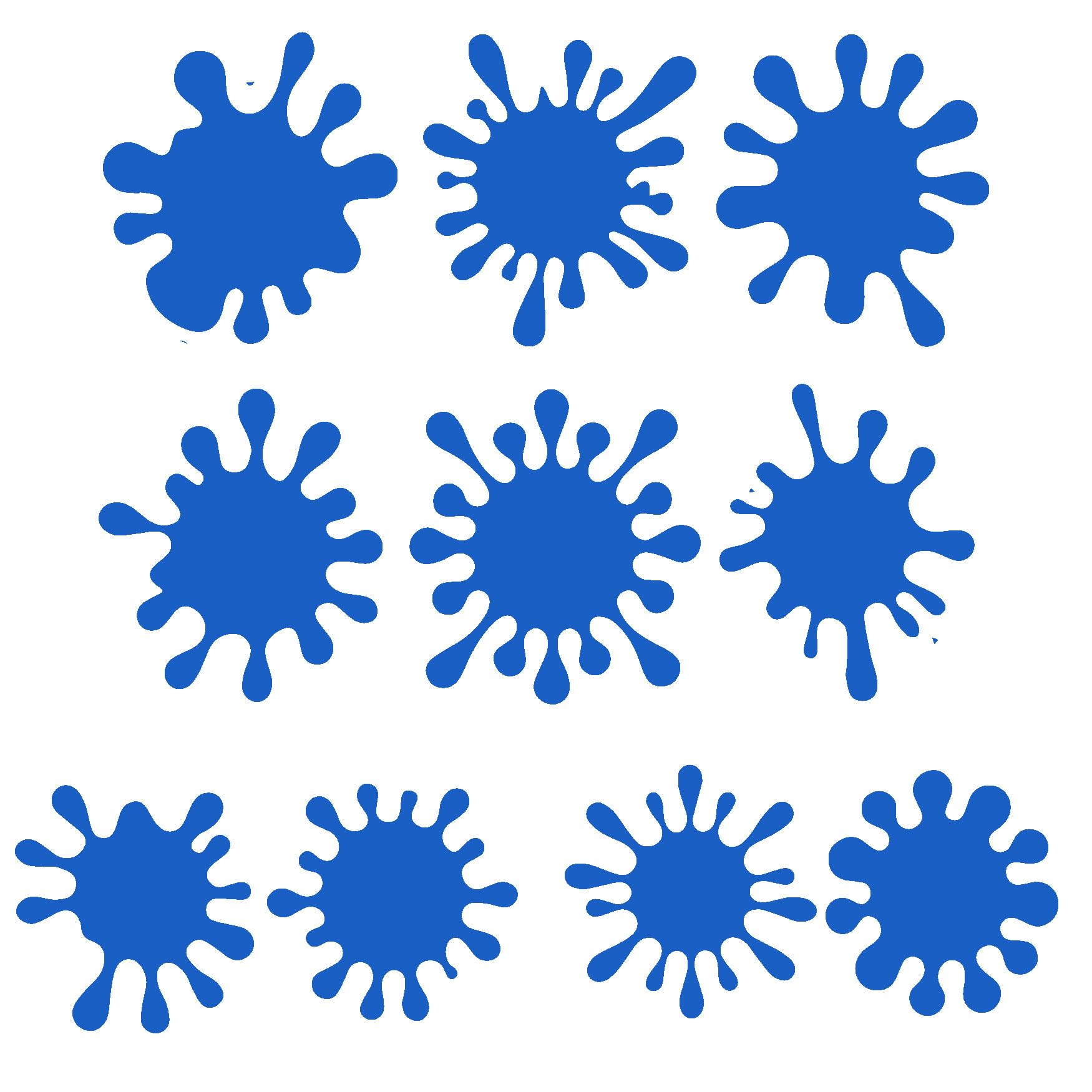 10 x Splat Silhouette Waterproof Sticker Pack - Use on Car's, Laptops, Mirrors, Water Bottles, Scrapbooking, Cute Fun Kids Gifts (Blue, 13cm (5.1") Tall)