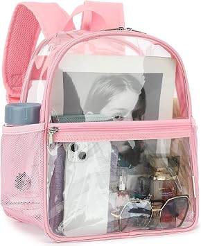 Fammart Clear Backpack Stadium Approved 12x6x12 - Kids & Small Adult Transparent Backpack for School, Work, Sports, Concerts - Clear Bag