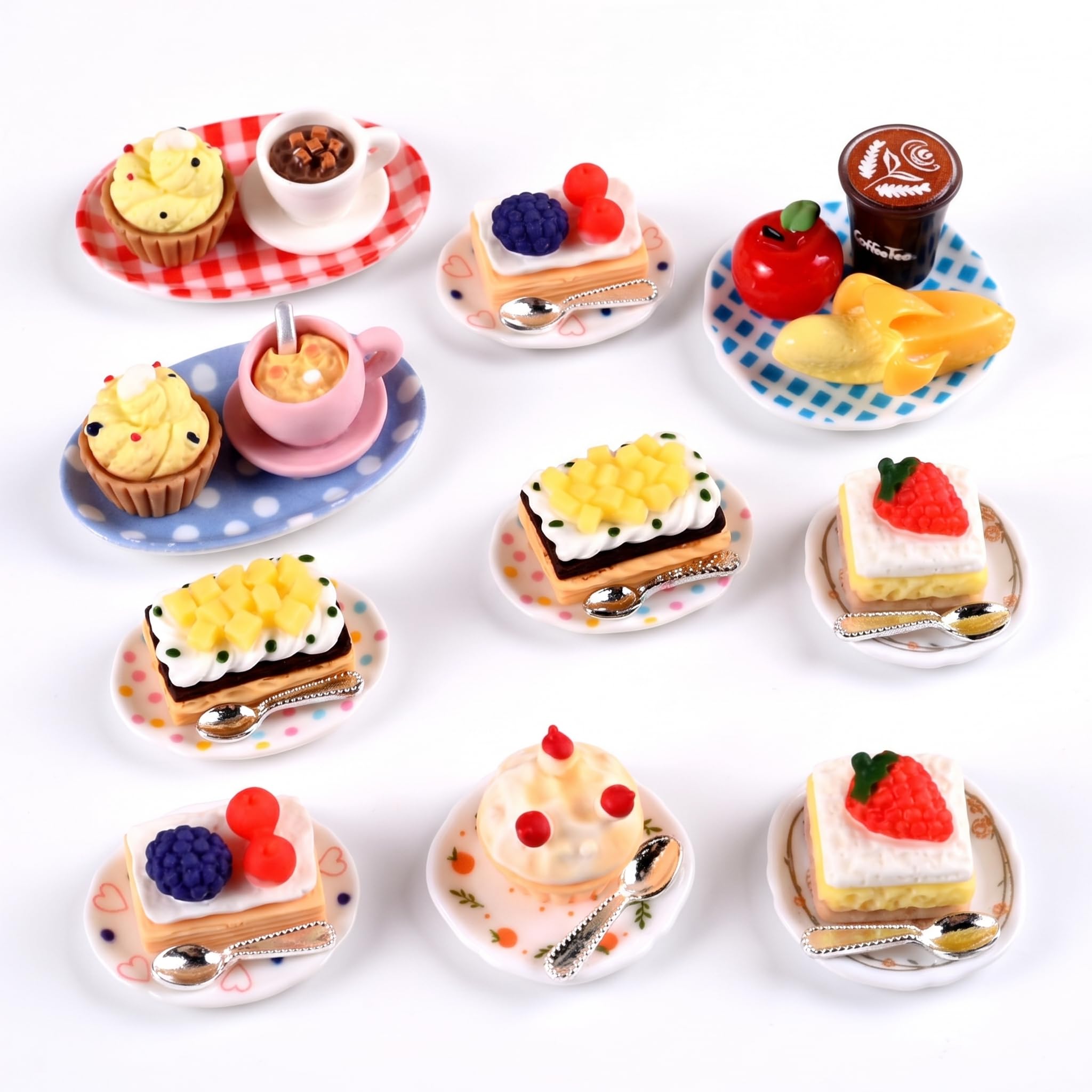Kaaeiccr Miniature Food Set Mini Cakes and Desserts Resin Dollhouse