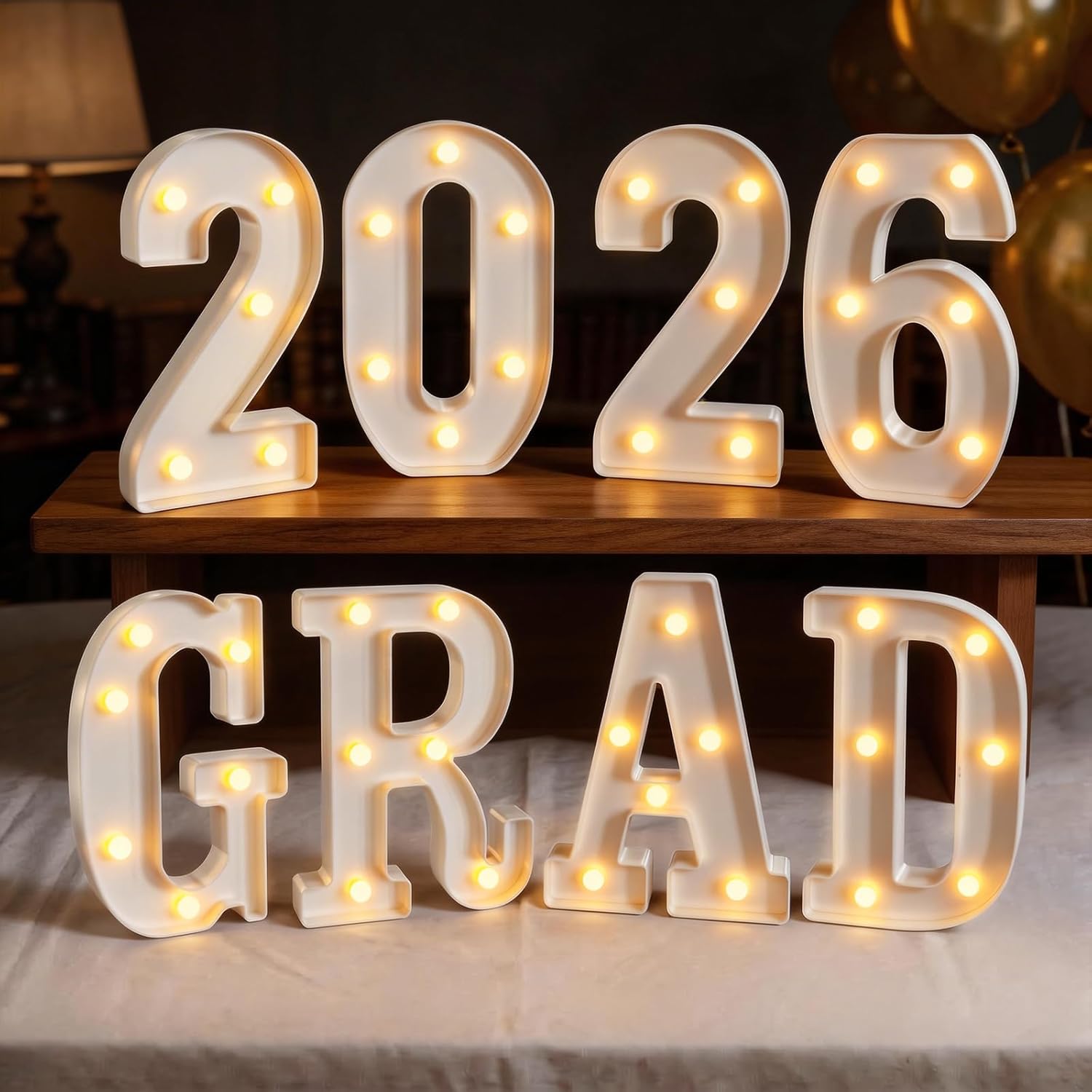 Graduation Decorations GRAD 2026 Light up Numbers Class of 2026 Decorations College Preschool Kindergarten High School Grad Party Decor Centerpieces LED Letters Sign Tables Wall Decor