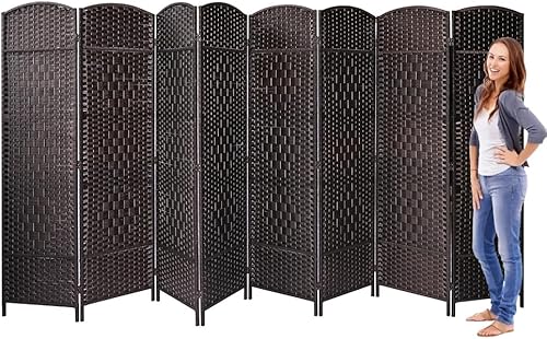 Pantalla de privacidad plegable de 8 paneles de 12 pies de ancho, divisor de habitación de 6 pies de alto, divisores de pared de oficina portátiles,