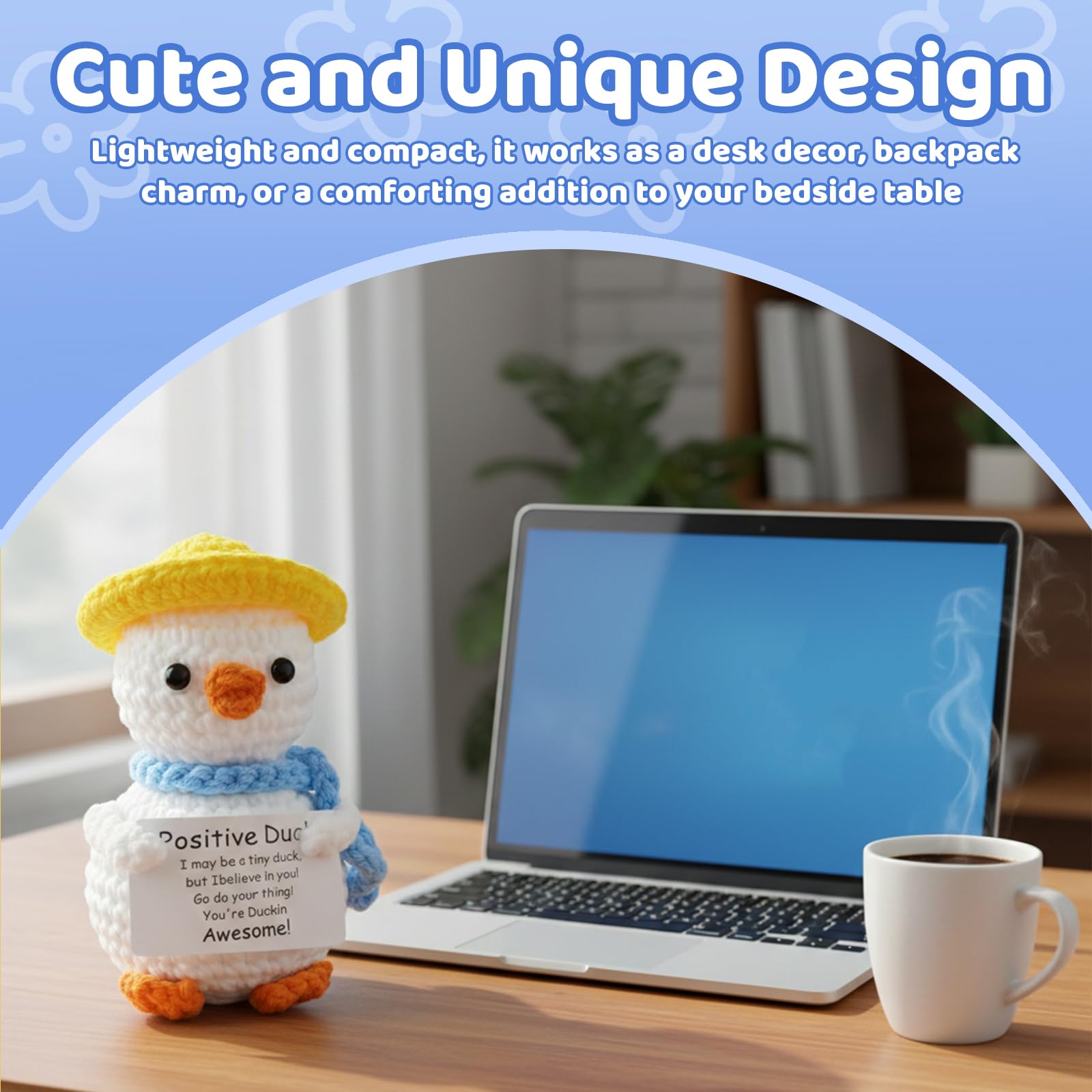 CHarmeFleur Positive Duck Presents, Exam Luck Tokens, Mini Knitted Duck Toy, Adorable Knit Emotional Support Bird - Image 3