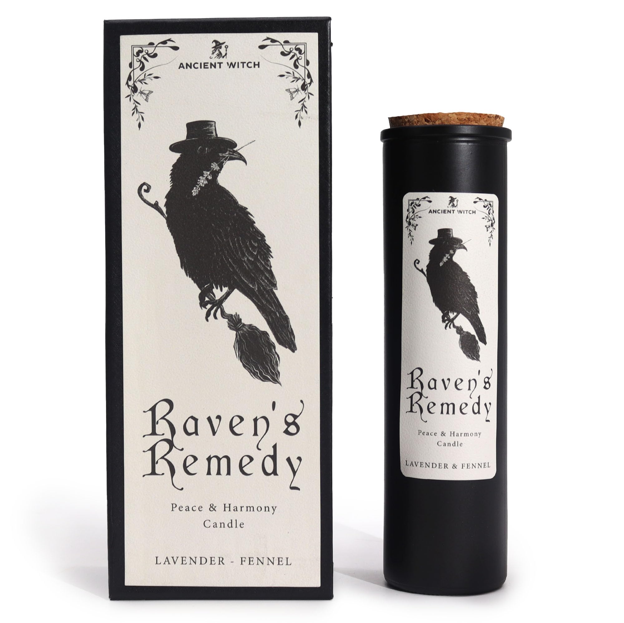 Ravens' Remedy - Candela rituale con lavanda e finocchio, 24 x 9 cm, protezione spirituale