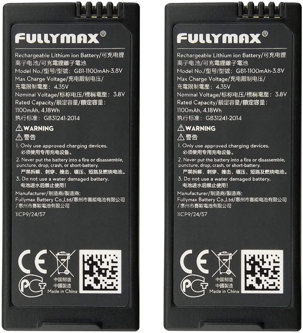 2PCS 3.8V 1100mAh Lithium Battery for DJI Tello RC Quadcopter Spare