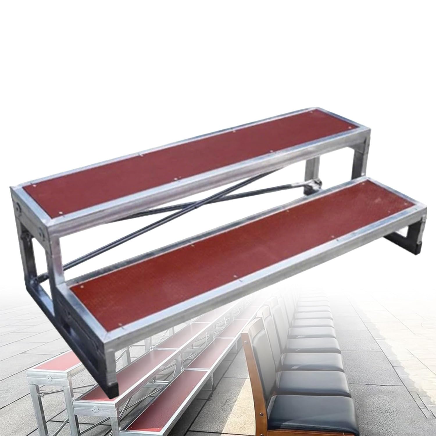 GLBMXDD Portable Choral Risers,Choir Stairs Platform, Choir Singing Steps for Classroom Church, Group Photo Lectern Podium Staircase Stand,for Events and Rehearsals Antislip-2Tiers