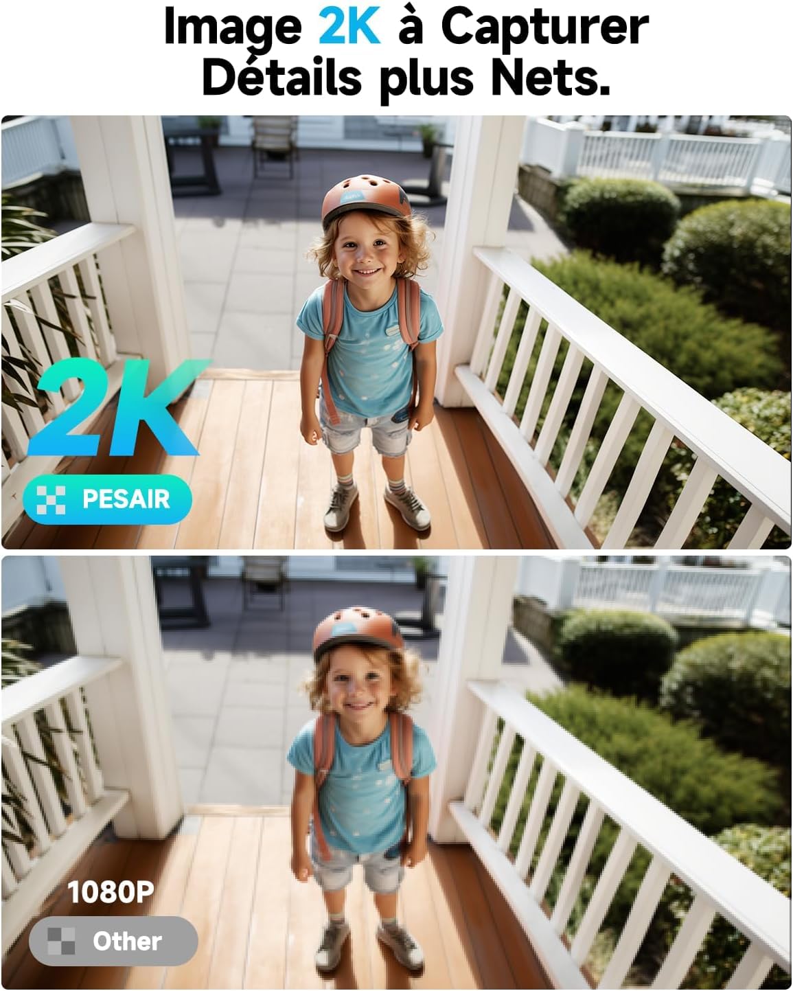 2K Camera Surveillance WiFi avec Panneau Solaire - Caméra Surveillance WiFi Exterieure sans Fil Batterie, Vision Nocturne Couleur, Extérieure/Intérieure, PIR Détection Mouvement, IP66, 2 Pack