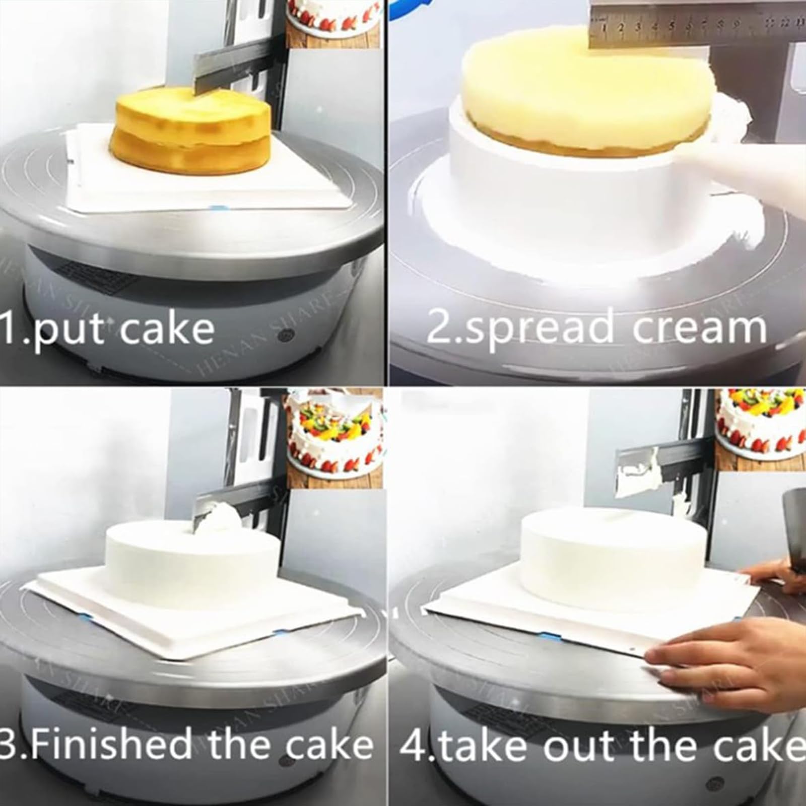 Máquina Automática Formación Hielo para Tartas Cumpleaños Raspador Tartas Ajustable 4a12 Pulgadas Máquina para Decorar Pasteles Formación Hielo para Tartas Cumpleaños,002