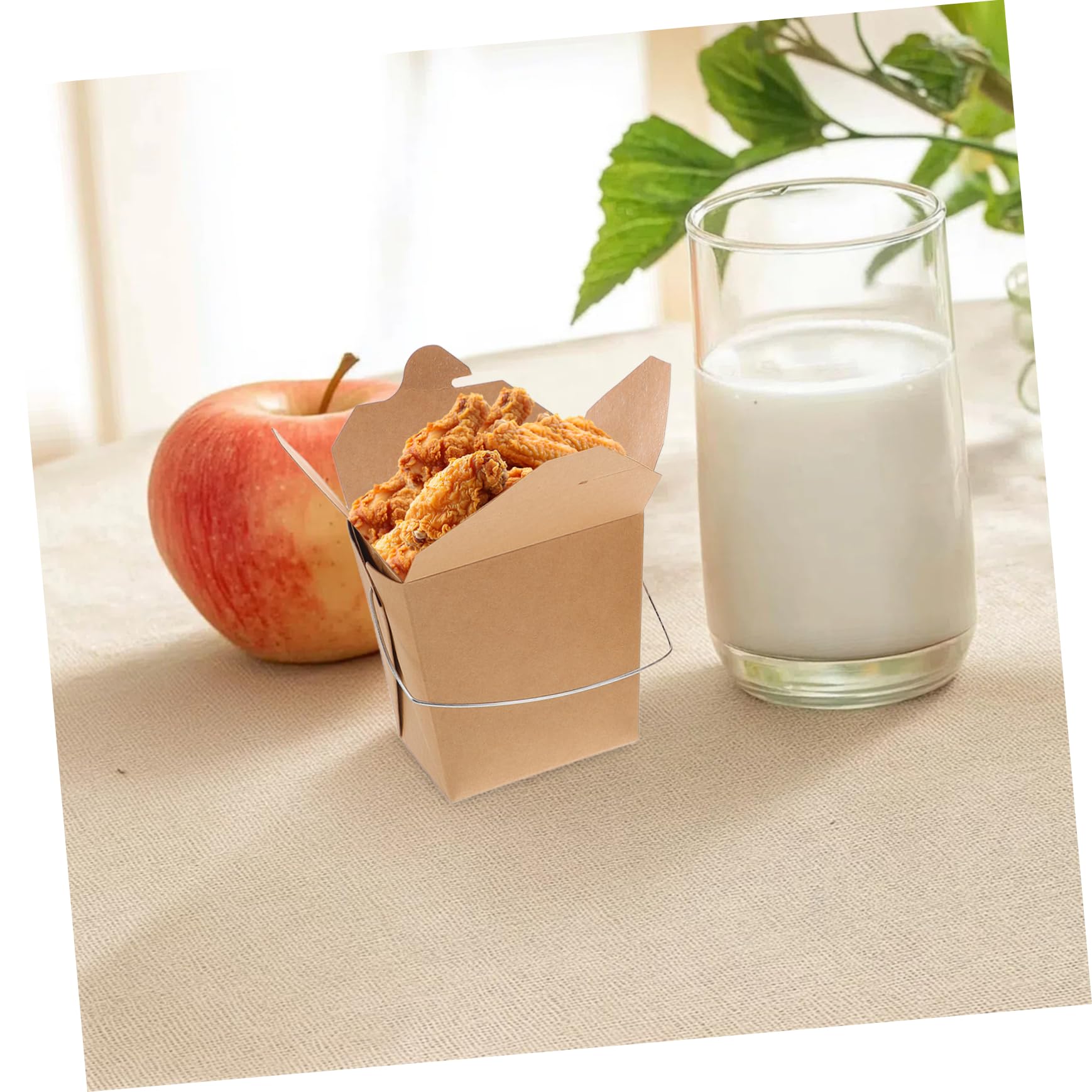 Amosfun Scatola per Asporto Cibo Cinese 50 Pezzi Marrone con Manico | Design con Filo Metallico, Carta e Ferro, per Viaggi e Riunioni in Famiglia, Adatta a Studenti e Professionisti
