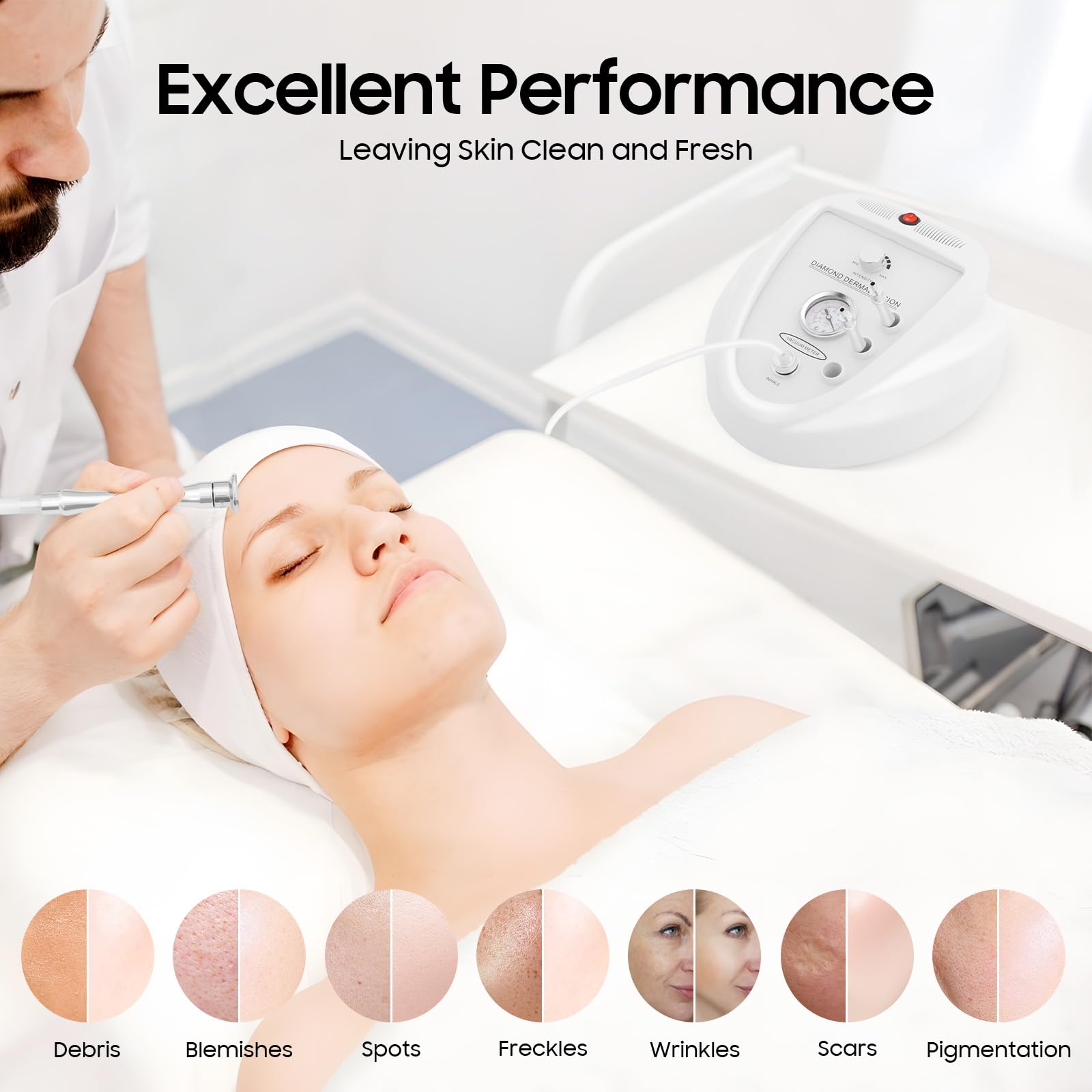 Diamentowa maszyna do dermabrazji 3 w 1 profesjonalne urządzenie do mikrodermabrazji pielęgnacja twarzy pielęgnacja skóry peeling twarzy maszyna do usuwania zmarszczek biała