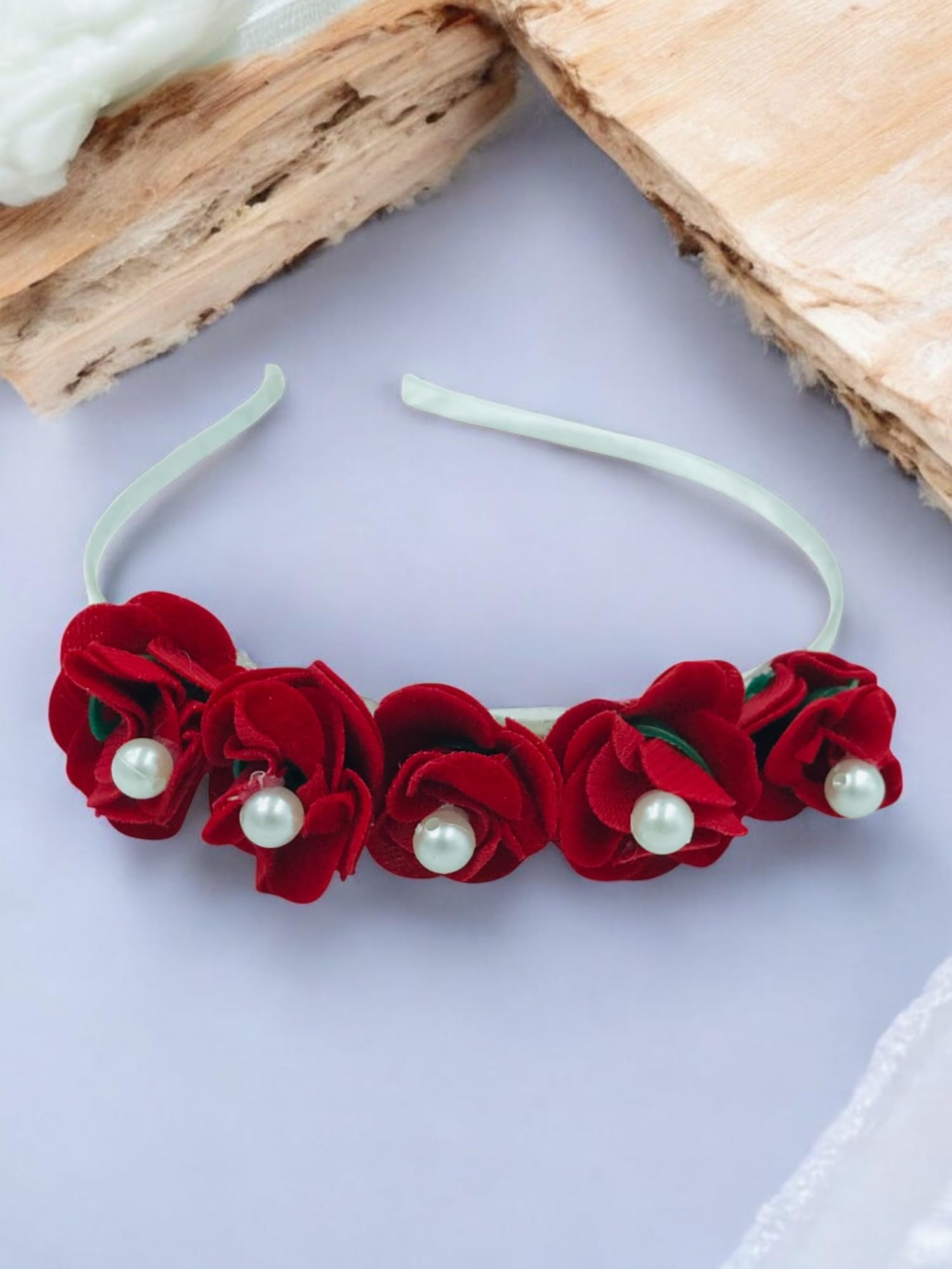 ™ Flower Hair Band For Baby Girls/Flower Head Band,Bridal Hair Band For Women Pack_1, Color_Red-image-13