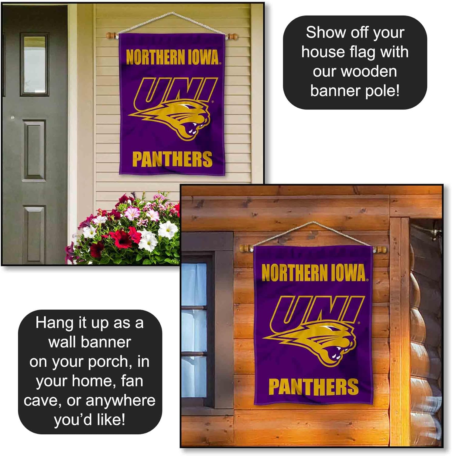 Northern Iowa Panthers Double Sided House Flag