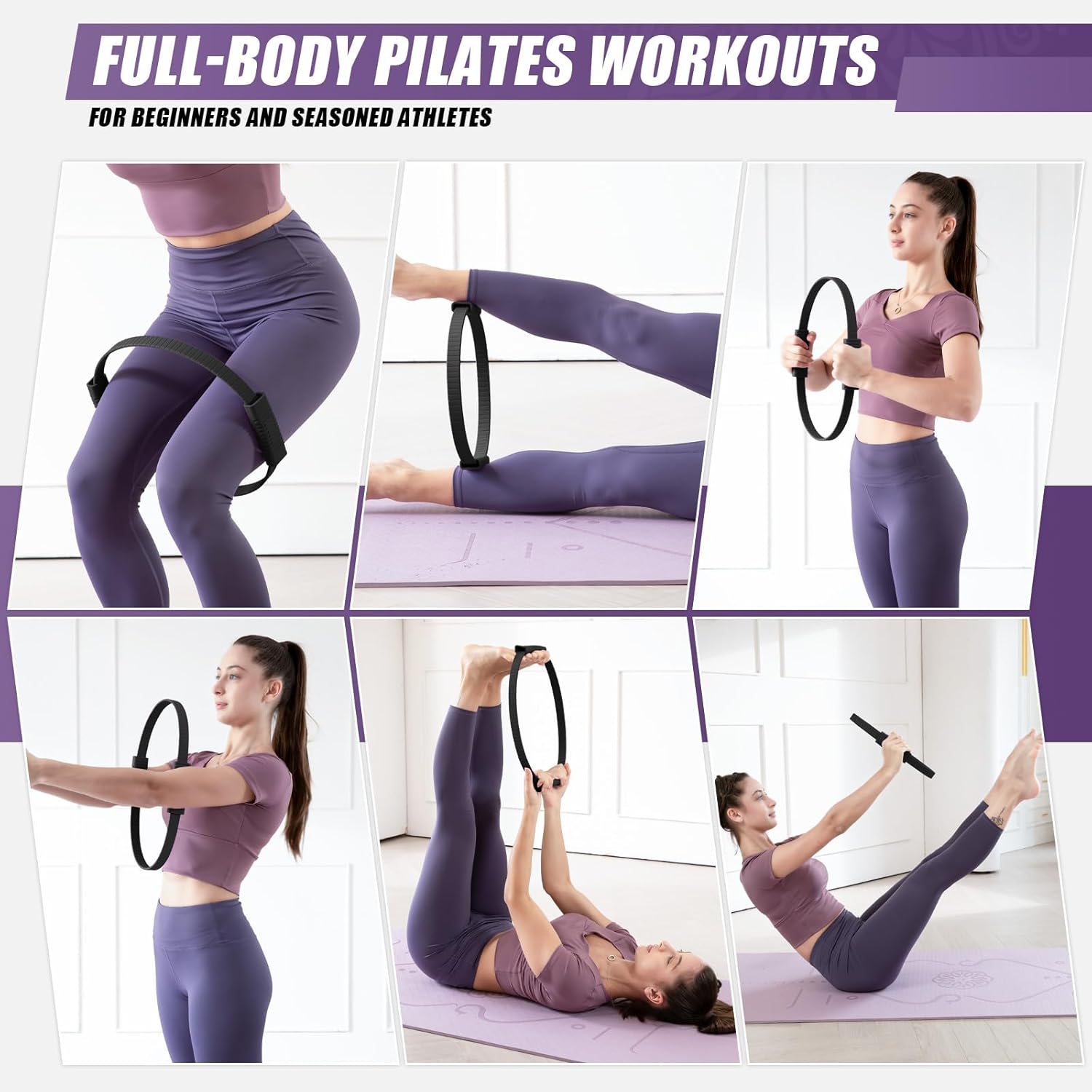 Pilates Ring Circle, 14" Magic Circle Pilates Rings for Focusing on Toning Inner Thighs, Arms, and Core, Fitness Exercise Ring Workout Ring for Yoga and Pilates - Image 7