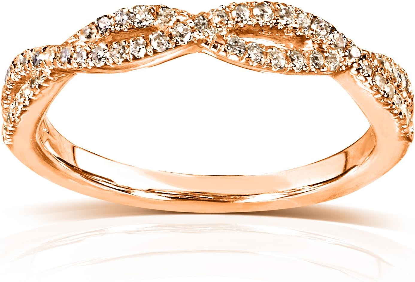 Kobelli Round Diamond Braided Wedding Band 1/6 carat (ctw) in 14K Rose Gold