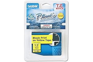 Brother TZE-661 | 1-1/2" Yellow Laminated P-Touch Labeling Tape for Indoor or Outdoor Use