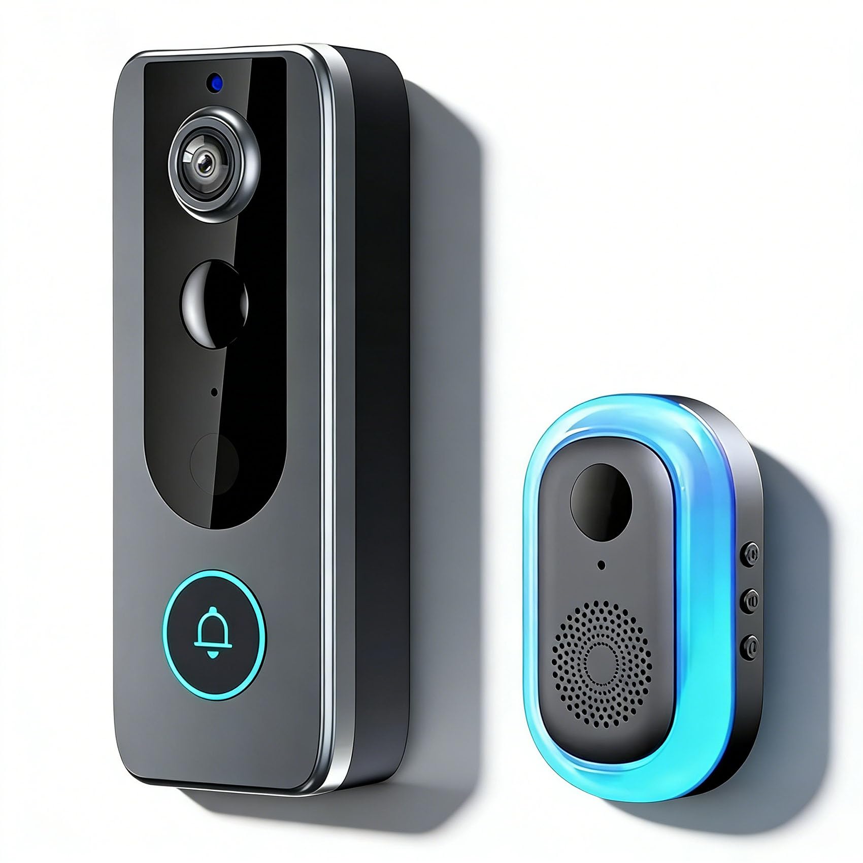 Purepeeki Camera Doorbell – HD Camera with Night View, Motion Detection Alerts, Two-Way Audio & App Live View, Wireless Install for Front/Back Door – Ideal for Flats, Houses & Rented Homes (M20)