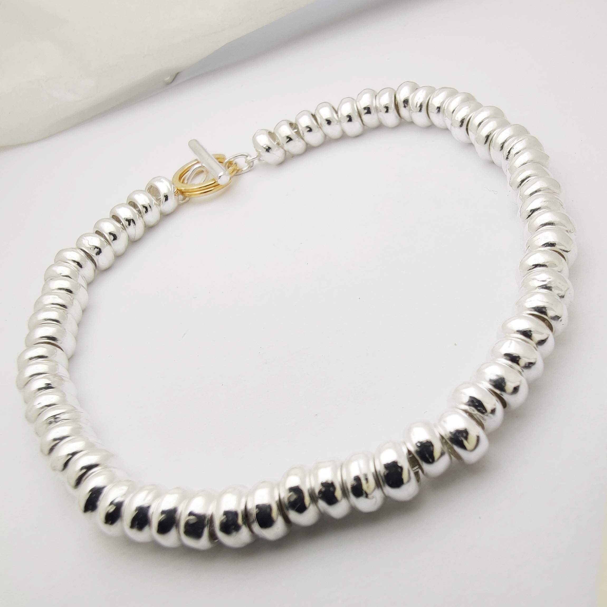 ViMon gioielli, Bracciale Rondelle in argento 925,chiusura anello brisè placcato oro giallo, lunghezza su richiesta