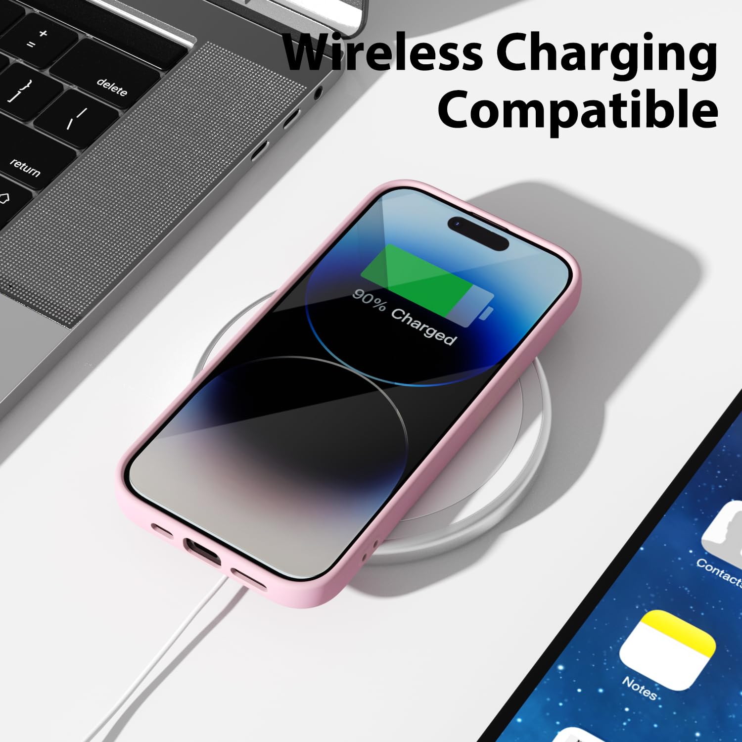 oakxco for iPhone 16 Pro Max Case Liquid Silicone, Soft Rubber Gel Elegant Aesthetic Basic Simple Cover, Cute Thin Slim TPU Matte Solid Color Plain Smooth Case for Women Girl, Light Pink — view 1400