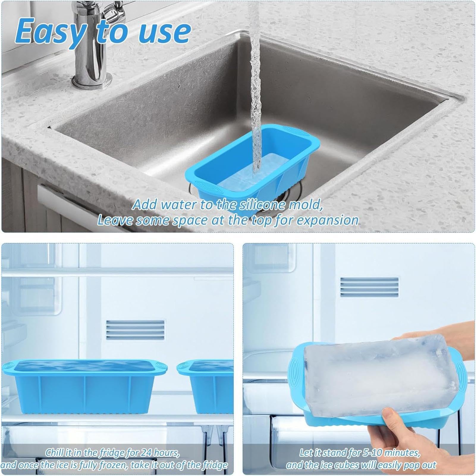 Stampo Grande per Grandi di Ghiaccio Vassoio Refrigerante da Cinque Pezzi