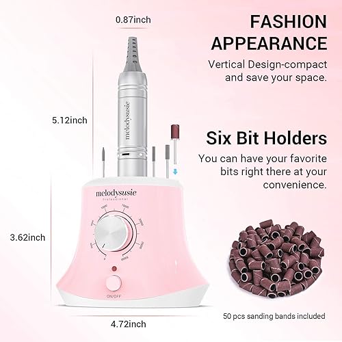 Miniatura 9 de MelodySusie Taladro de uñas profesional recargable de 35000 rpm, lima eléctrica inalámbrica portátil para uñas de gel acrílico, herramientas de