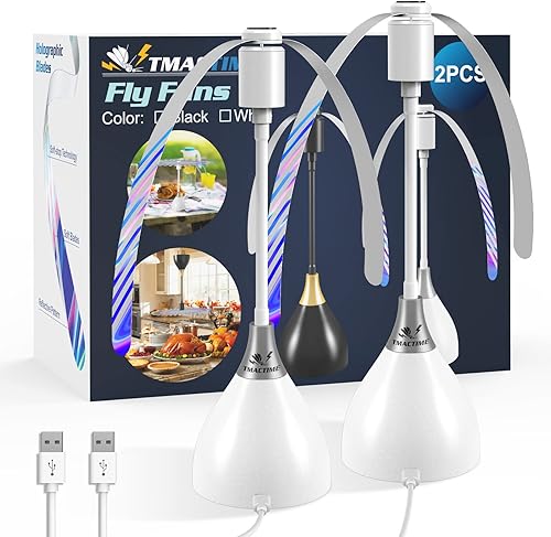 Miniatura 9 de TMACTIME Ventiladores de mosca para mesas, ventilador eficaz repelente de moscas que mantiene las moscas alejadas con cuchillas suaves, alimentado