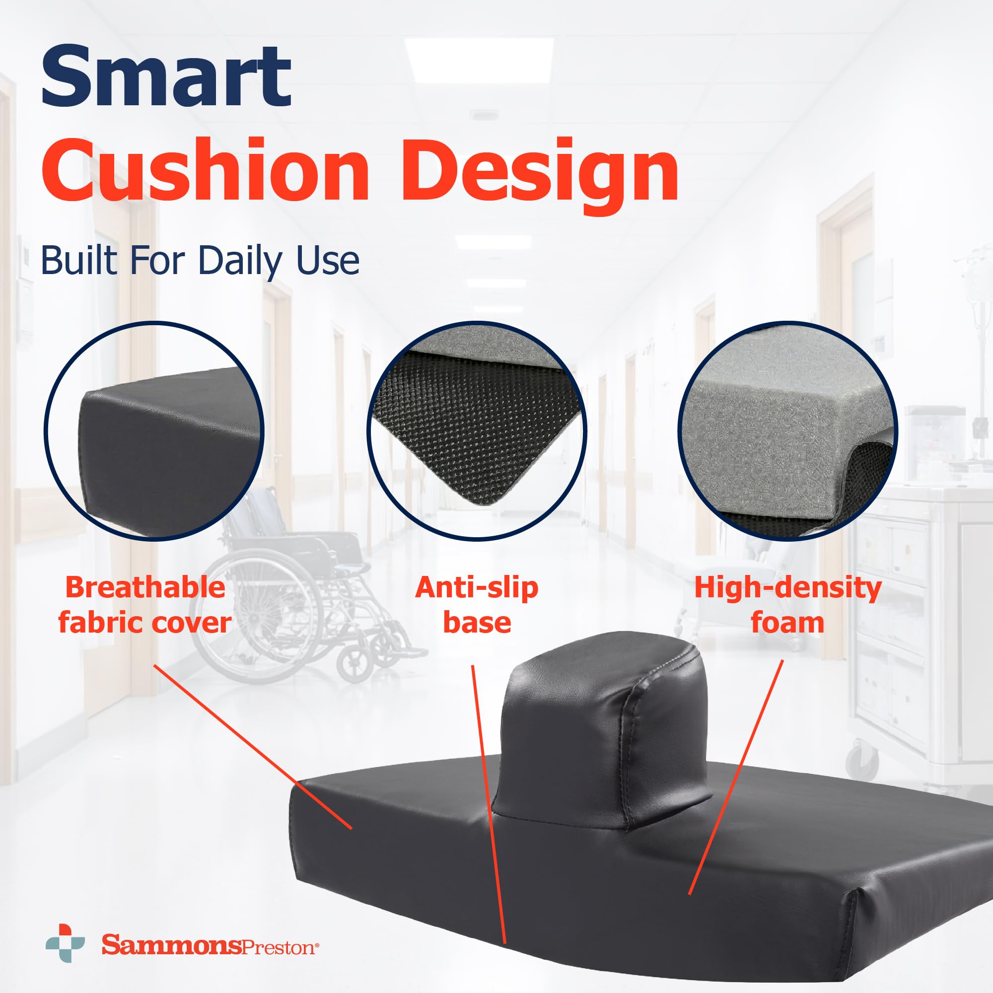 Sammons Preston Pommel Wedge Wheelchair Seat Cushion, Anti Slip Foam — Amazon image 5