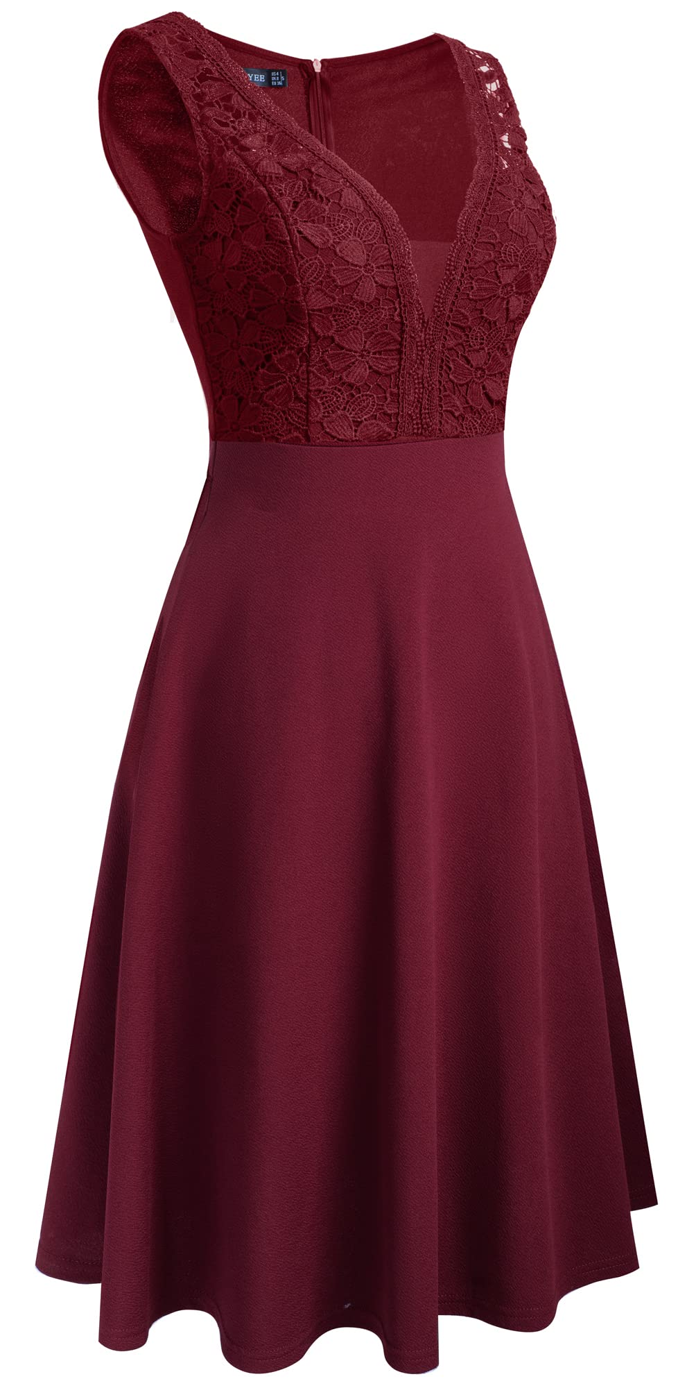 HOMEYEE Vestido de Noche Vintage para Mujer Sin Mangas de Encaje Rockabilly Swing Vestido de Cóctel A288
