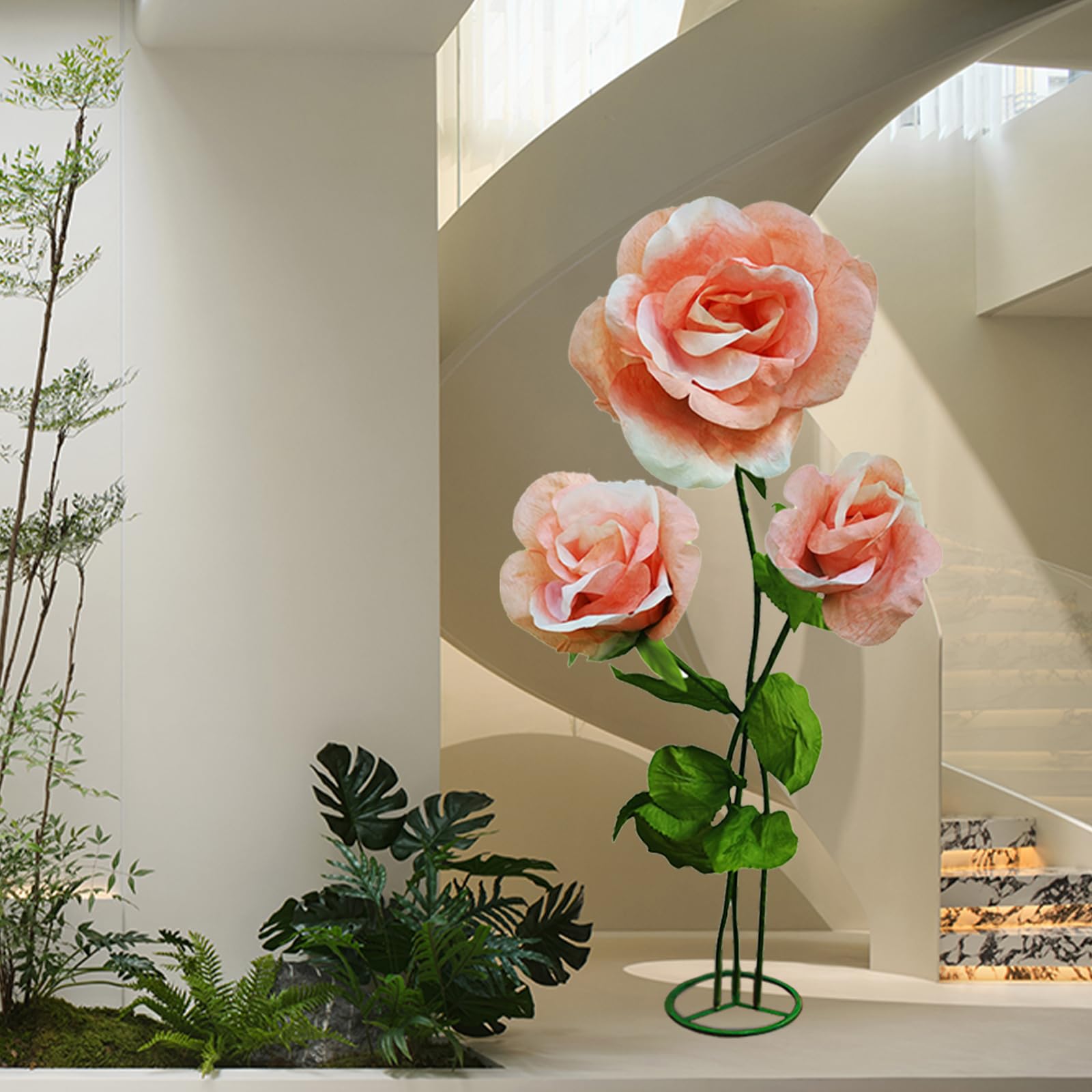 lifemet 3PCS Riesige Kunstblumen, Realistisch – Champagnerfarbene 3D-Kunstblumen, Wasserfest, für Haus, Garten, Hochzeiten, Veranstaltungen, Weihnachten, Abschlussfeiern, Einkaufszentren
