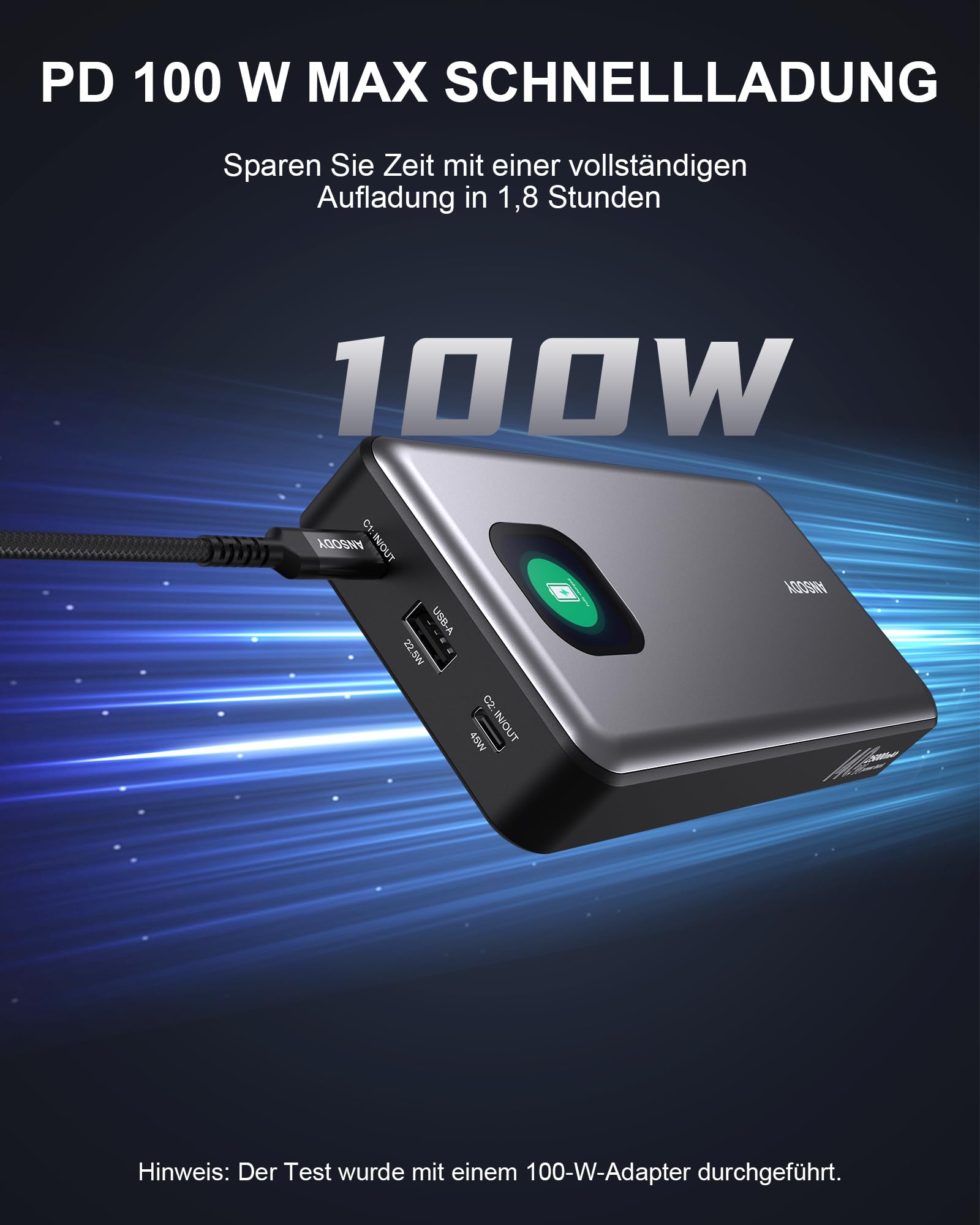 Laptop Power Bank 140W Max 25000mAh Batterie Externe avec 2 Ports USB-C - Chargeur Portable avec Écran Numérique Compatible avec MacBook Pro, iPhone 16/15, Samsung, Dell (Gris) (Argent)