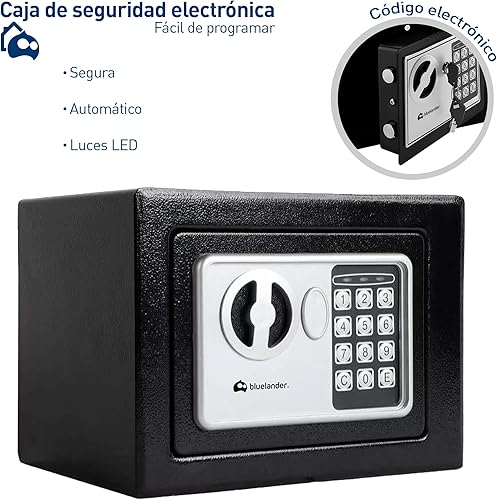 Miniatura 3 de Pequeña caja fuerte de seguridad electrónica, cerradura digital y llaves, caja de seguridad para dormitorio, material de acero laminado en frío,