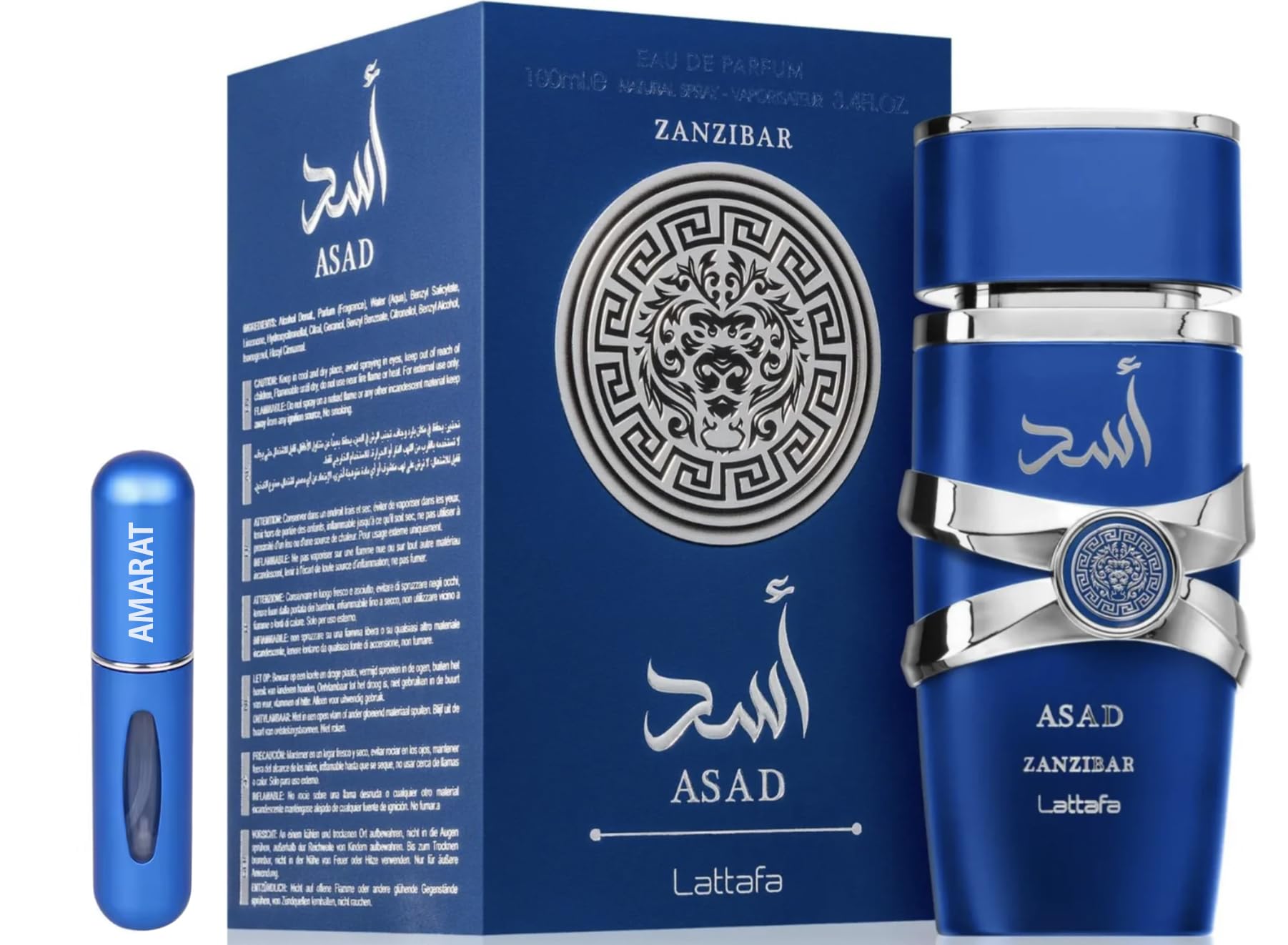 Profumo Asad Zanzibar Originale 100 ml, Eau da Parfum Importato da Dubai Fragranza Fresca e Tropicale a Lunga Durata, Ideale per Uso Giornaliero e Notturno, Include Spray Ricaricabile da 5 ml (Asad