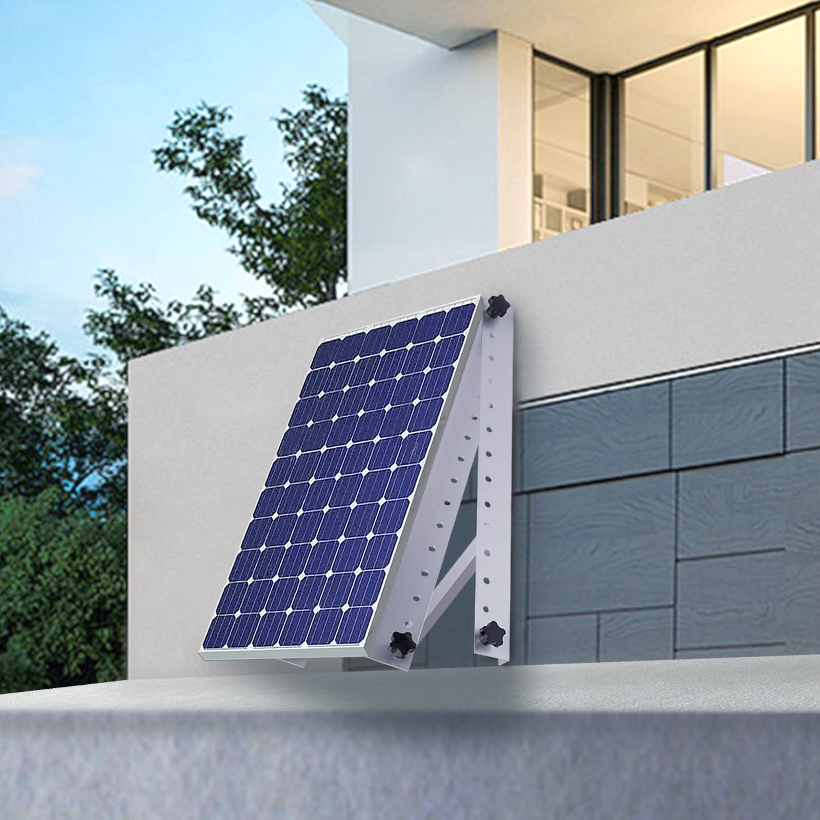 Verstelbare hoek, 0-60 graden, 556 mm, zonnepaneel, houder, zonnepaneel, 100 W, bevestiging voor leuningen, balkon, boot, camper, plat dak, PV module (2 stuks