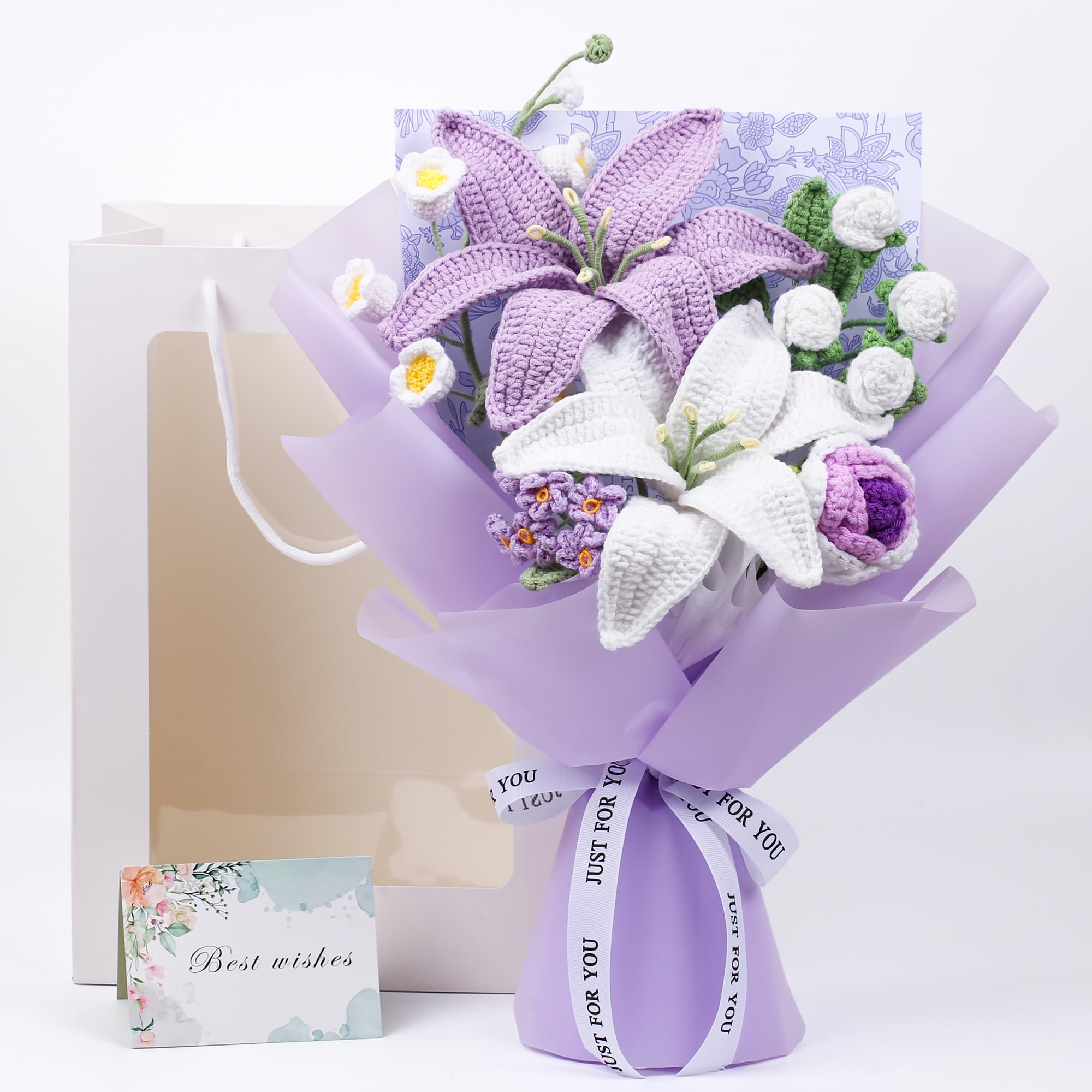 Amazon.com: EZsenses Crochet Flower Bouquet, Handmade Knitted Lily
