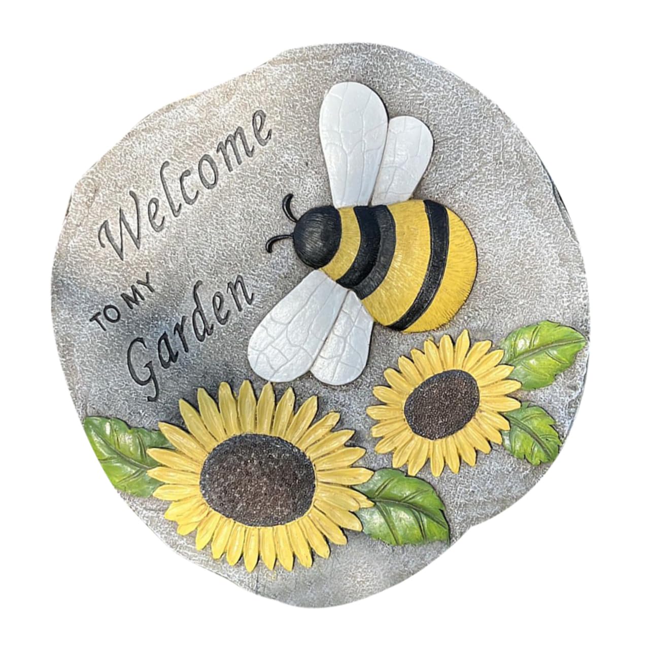 Milisten Bienen Trittstein Aus Kunstharz 9.65 Zoll Wetterfester Garten Trittstein Mit Sonnenblume Für Terrasse Rasen Und Außenwege Dekorative Gartendeko