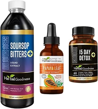 Soursop Bitters Papaya Leaf 15Day Detox Soursop Detox Stack Bundle 3bottles
