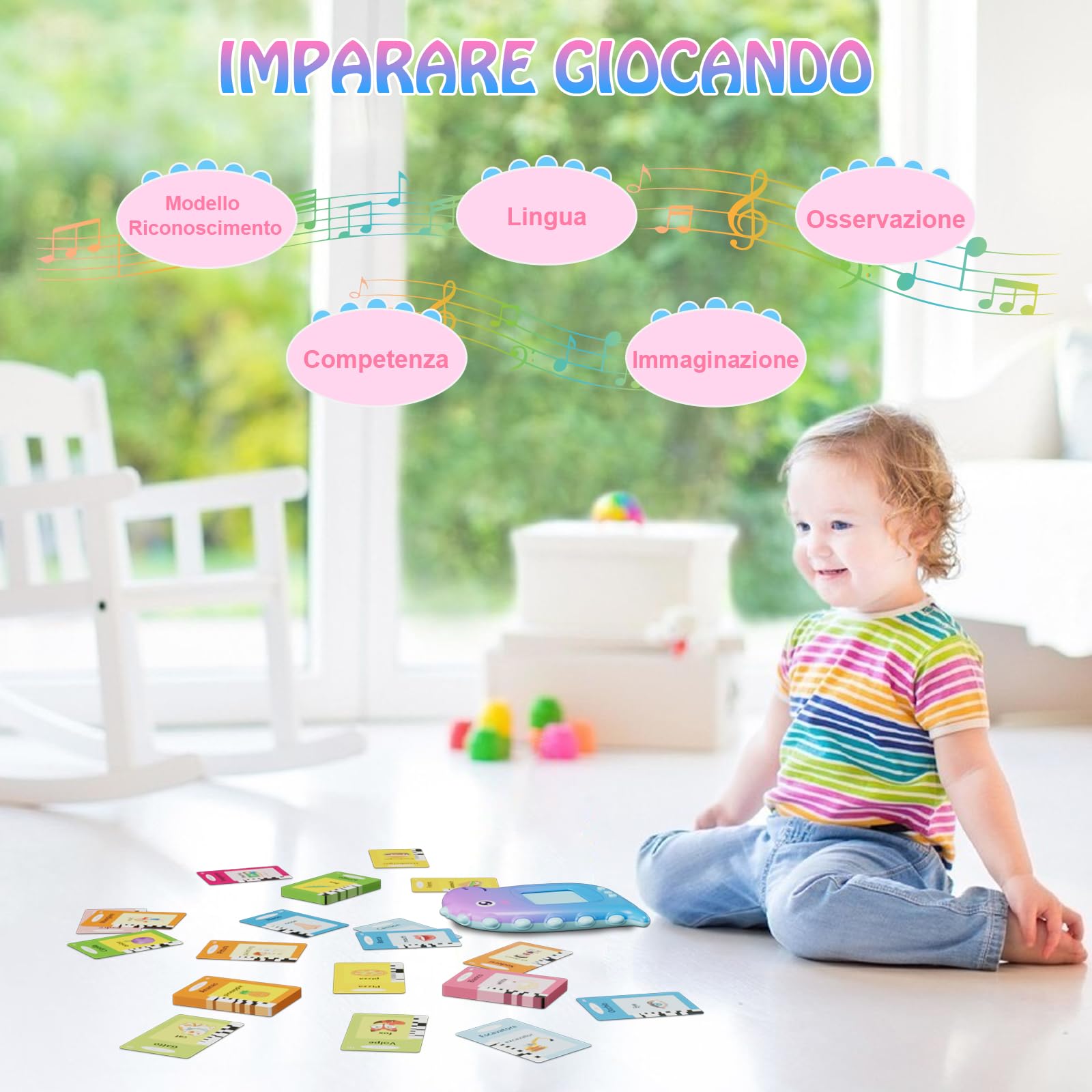 Talking Flash Cards Flashcards Parlanti Giocattoli Montessori, Electight Macchina per Schede Educazione Prescolare per Bambini 2+Anni, lmparare a Parlare, Giocattolo Educativo,Compleanno (Viola)