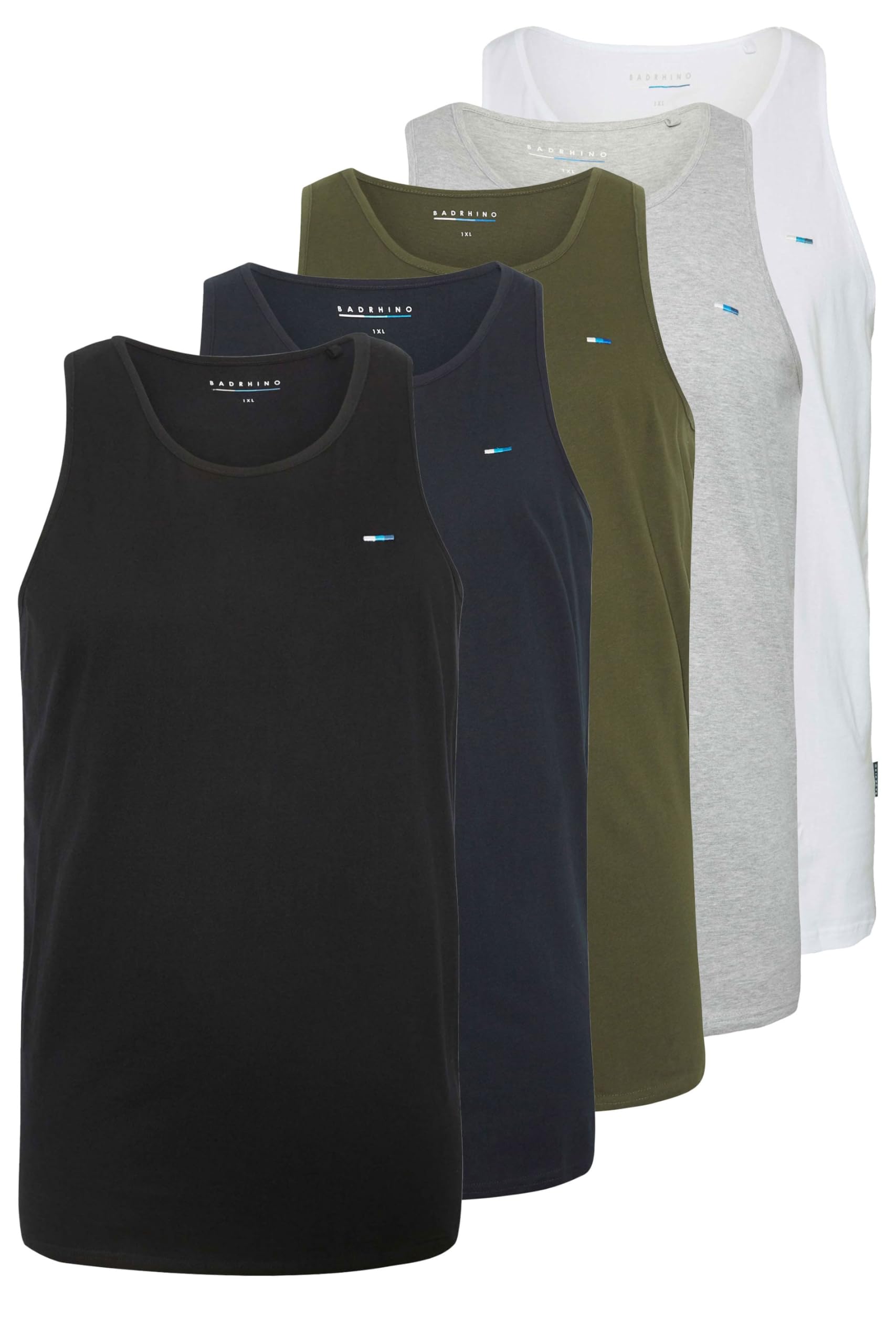 BadRhino Men's 5 Pack Vest Tops - Black - 4XL