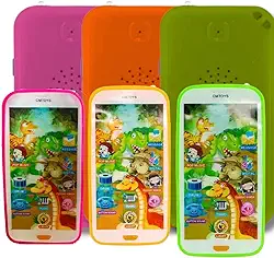 Celular Infantil Interativo Touch 3D Música luz Com Cordão (Rosa)