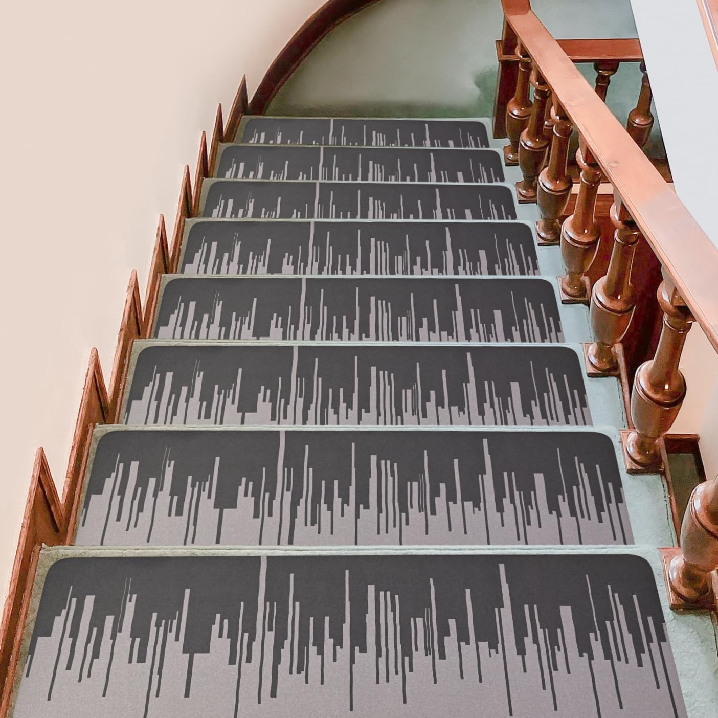 9"x30" wider rubber stair treads non-slip step mats indoor, reusable stair mat staircase runners grips strips for wooden steps anti slip, not carpet, 7 pcs