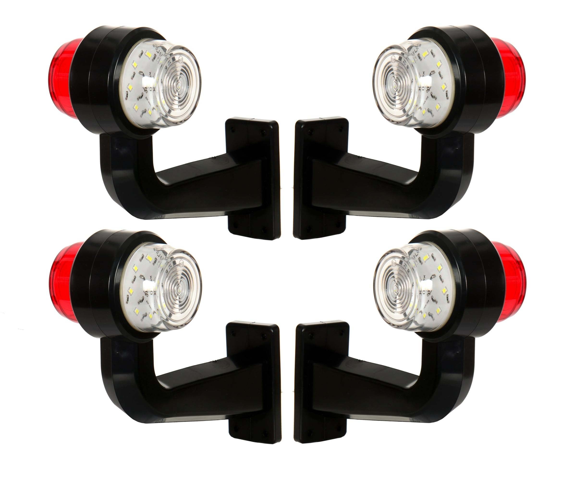 Generico 4 luces LED de 12 V 24 V blancas y rojas, faros laterales de goma derecha e izquierda, brazo largo para remolque, furgoneta, caravana, tractor