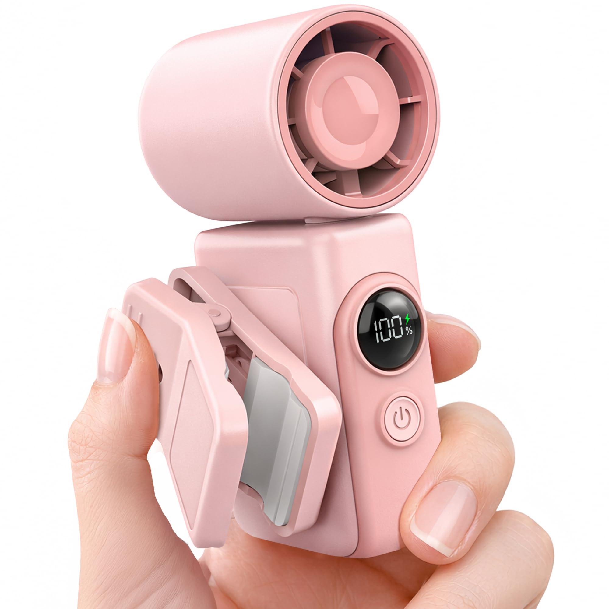 Hotsales Clip-On Portable Fan, 13500 RPM Rechargeable Handheld Mini Fan with LED Display, 360° Rotating Detachable Clip, Stroller Fan for Baby, Compact Travel Essentials/Lash, Summer Gifts for Women