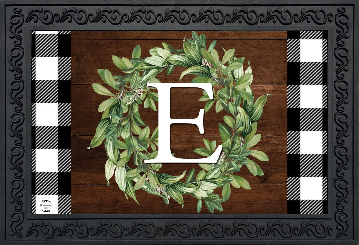 Briarwood Lane Wreath Monogram Letter D Doormat