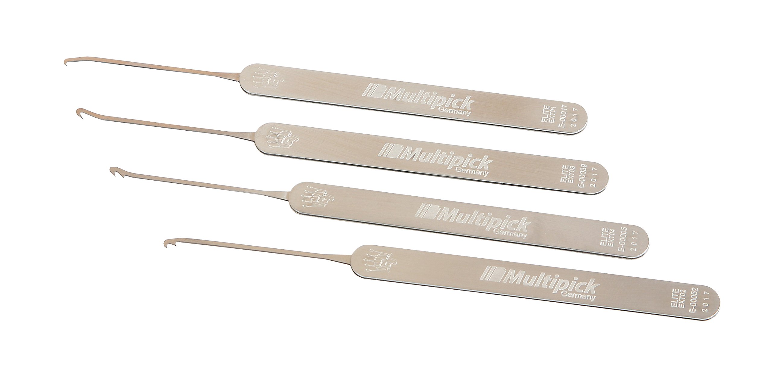 Multipick estrattore 4 ganci per fabbro, set di strumenti per professionisti 0,6 mm in una custodia in pelle - Rimuove le chiavi spezzate e altri corpi estranei anche dalle serrature molto strette