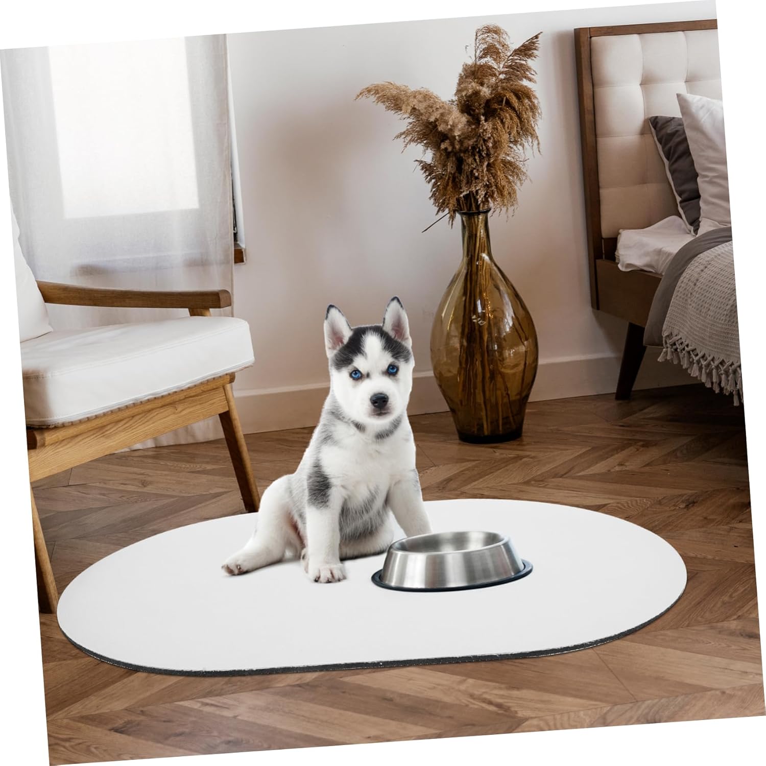 BESPORTBLE 5pcs Water Mat for Dog Bowl Cat Food Mat Absorbent Pet Feeding Placemat