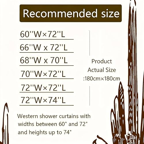 Miniatura 2 de Cortina de ducha con diseño de cactus occidentales, cortina de ducha para baño, estilo campestre americano, salvaje oeste, vaquero, equitación,