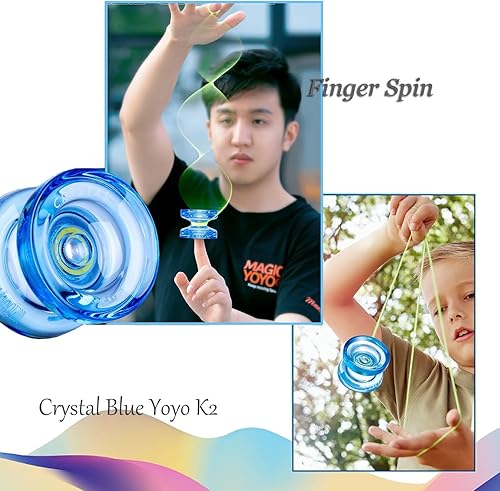 Miniatura 6 de MAGICYOYO K2 Crystal Yoyo Yoyo profesional sensible para principiantes, yoyo de plástico con 5 cuerdas de yoyo, bolsa Yoyo + guante (K2-negro)