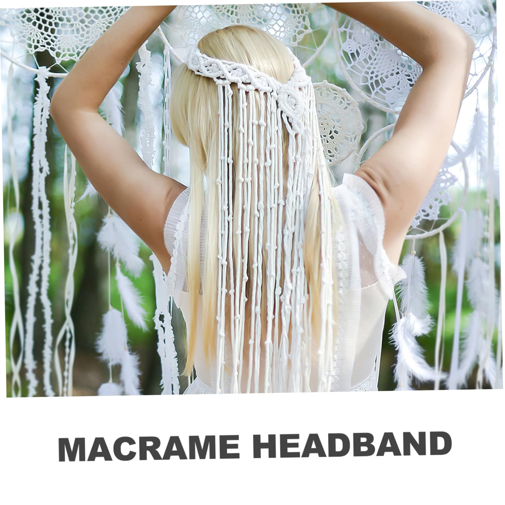 VICASKY 5 Pezzi Fascia Macramé Boho Sposa in Accessorio Handmade per Donne e Ragazze Cerchietto per Matrimonio e Feste Formali